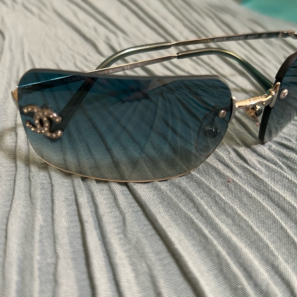 RARE Chanel Vintage Sunglasses Rhinestone Crystal CC Logo.